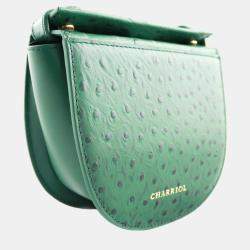 Pre Owned Charriol Green Leather Passion Ostrich Crossbody