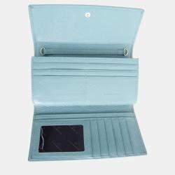Pre Owned Charriol Light Blue Leather  Wallet