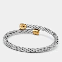 Pre Owned Charriol Celtic Cable Gold Tone Stainless Steel Bracelet