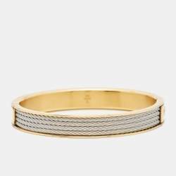 Pre Owned Charriol Forever Gold Tone Stainless Steel Bangle Bracelet L