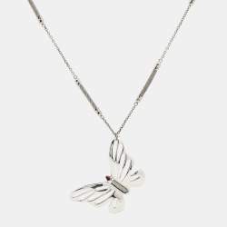 Charriol  Butterfly Enamel Silver Tone Necklace