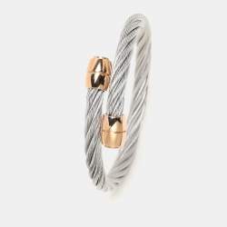 Pre Owned Charriol Silver/Rose Tone Steel Celtic Olive Cable Bracelet