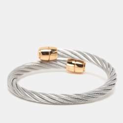 Pre Owned Charriol Silver/Rose Tone Steel Celtic Olive Cable Bracelet