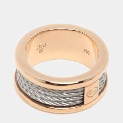 Charriol Rose/Silver Tone Steel Forever Band Ring 56