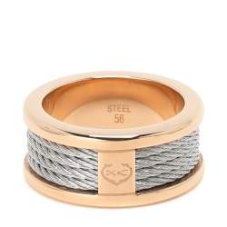 Charriol Rose/Silver Tone Steel Forever Band Ring 56
