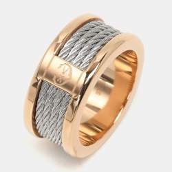 Charriol Rose/Silver Tone Steel Forever Band Ring 56