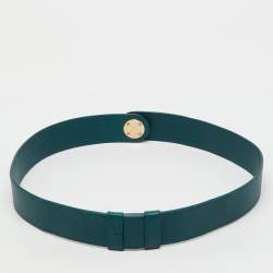 Pre Owned Charriol Green Leather Logo Waist Belt 85cm