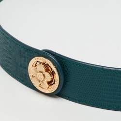 Pre Owned Charriol Green Leather Logo Waist Belt 85cm