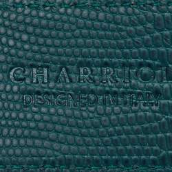 Pre Owned Charriol Green Leather Logo Waist Belt 85cm