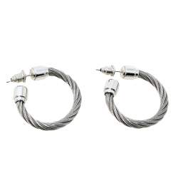 Pre Owned Charriol Celtic Silver Tone Cable Hoop Earrings