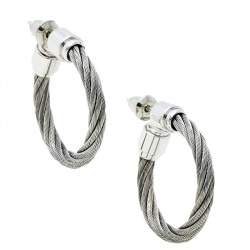 Pre Owned Charriol Celtic Silver Tone Cable Hoop Earrings