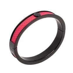 Pre Owned Charriol Pink/Black Steel PVD Forever Twisted Cable Bangle Bracelet M