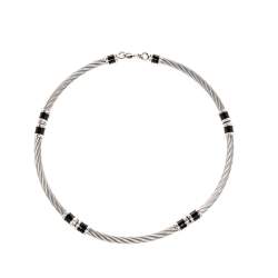 Charriol Silver Tone Cable Wire Enamel Choker Necklace
