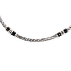 Charriol Silver Tone Cable Wire Enamel Choker Necklace