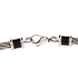 Charriol Silver Tone Cable Wire Enamel Choker Necklace