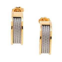Pre Owned Charriol Forever Yellow Gold PVD Coated Cable Hoop Earrings