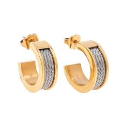 Charriol Forever Yellow Gold PVD Coated Cable Hoop Earrings