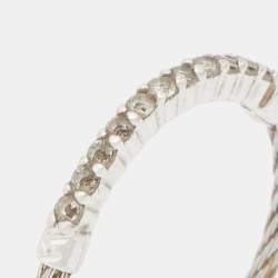 Pre Owned Charriol Silver Tone Crystal Narrow Cable Ring Size 54