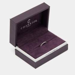 Pre Owned Charriol Silver Tone Crystal Narrow Cable Ring Size 54