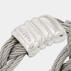 Pre Owned Charriol Silver Tone Braided Cable Ring Size 54