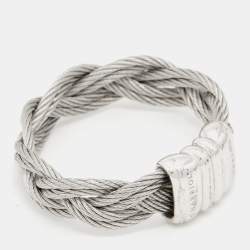 Pre Owned Charriol Silver Tone Braided Cable Ring Size 54