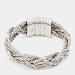 Pre Owned Charriol Silver Tone Braided Cable Ring Size 54