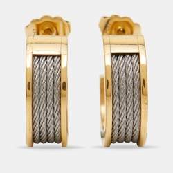 Pre Owned Charriol Forever Yellow Gold PVD Coated Cable Hoop Earrings