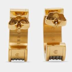 Pre Owned Charriol Forever Yellow Gold PVD Coated Cable Hoop Earrings