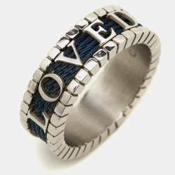 Pre Owned Charriol Silver & Blue Twisted Cable Loved Band Ring Size 62