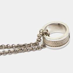 Pre Owned Charriol Silver Chain & Twisted Cable Ring Pendant Forever Necklace