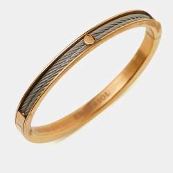 Pre Owned Charriol Gold Tone Two Twisted Cable Forever Thin Bangle S