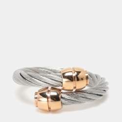 Pre Owned Charriol Silver/Rose Steel Gold Olive Celtic Ring 50