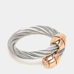 Pre Owned Charriol Silver/Rose Steel Gold Olive Celtic Ring 50