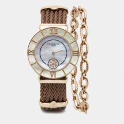 Charriol Mother of Pearl Rose Gold Plated Stainless Steel St-Tropez ST30PW.563.003 Women's Wristwatch 30 mm