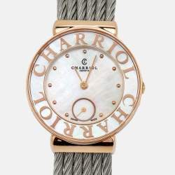Pre Owned Charriol Mother Of Pearl Gold Plated And Stainless Steel St-Tropez ST30PC.560.014 Women's Wristwatch 30 mm
