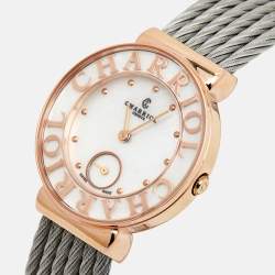 Pre Owned Charriol Mother Of Pearl Gold Plated And Stainless Steel St-Tropez ST30PC.560.014 Women's Wristwatch 30 mm