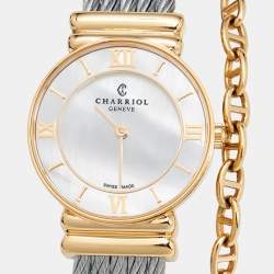 Pre Owned Charriol Mother Of Pearl Two-Tone Stainless Steel ST-Tropez Ref.028/3 Women's Wristwatch 24.50 mm