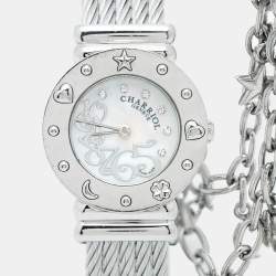 Pre Owned Charriol Mother Of Pearl Diamond Stainless Steel St Tropez Classic Ref. 028/2 Women's Wristwatch 24.50 mm