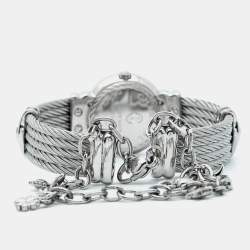 Pre Owned Charriol Mother Of Pearl Diamond Stainless Steel St Tropez Classic Ref. 028/2 Women's Wristwatch 24.50 mm