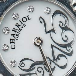 Pre Owned Charriol Mother Of Pearl Diamond Stainless Steel St Tropez Classic Ref. 028/2 Women's Wristwatch 24.50 mm