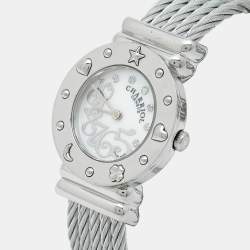 Pre Owned Charriol Mother Of Pearl Diamond Stainless Steel St Tropez Classic Ref. 028/2 Women's Wristwatch 24.50 mm
