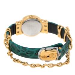 Pre Owned Philippe Charriol Yellow Mother Of Pearl Gold Plated Leather 28_9-12218 Women's Wristwatch 24 mm