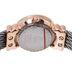 Pre Owned Charriol White Mother of Pearl Stainless Steel Diamonds Rose Gold Plated St-Tropez ST028.3 Women's Wristwatch 24.50 mm