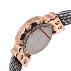 Pre Owned Charriol White Mother of Pearl Stainless Steel Diamonds Rose Gold Plated St-Tropez ST028.3 Women's Wristwatch 24.50 mm