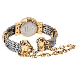 Pre Owned Charriol White Mother of Pearl Stainless Steel Gold Plated St-Tropez Ref.028R Women's Wristwatch 24.50 mm