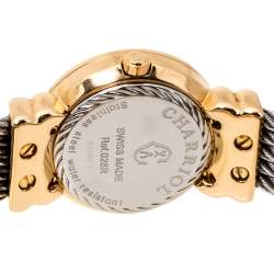 Pre Owned Charriol White Mother of Pearl Stainless Steel Gold Plated St-Tropez Ref.028R Women's Wristwatch 24.50 mm