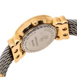 Pre Owned Charriol White Mother of Pearl Stainless Steel Gold Plated St-Tropez Ref.028R Women's Wristwatch 24.50 mm