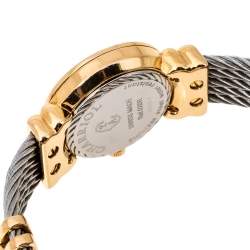 Pre Owned Charriol White Mother of Pearl Stainless Steel Gold Plated St-Tropez Ref.028R Women's Wristwatch 24.50 mm