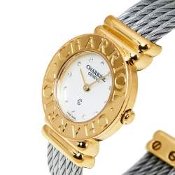 Pre Owned Charriol Mother Of Pearl Stainless Steel Yellow Gold Plated St Tropez Classic 028C.540.326 Women's Wristwatch 24.50 mm