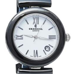 Pre Owned Charriol White Ceramic & Stainless Steel Rubber AEL AE33CB.173.004 Women's Wristwatch 33 mm